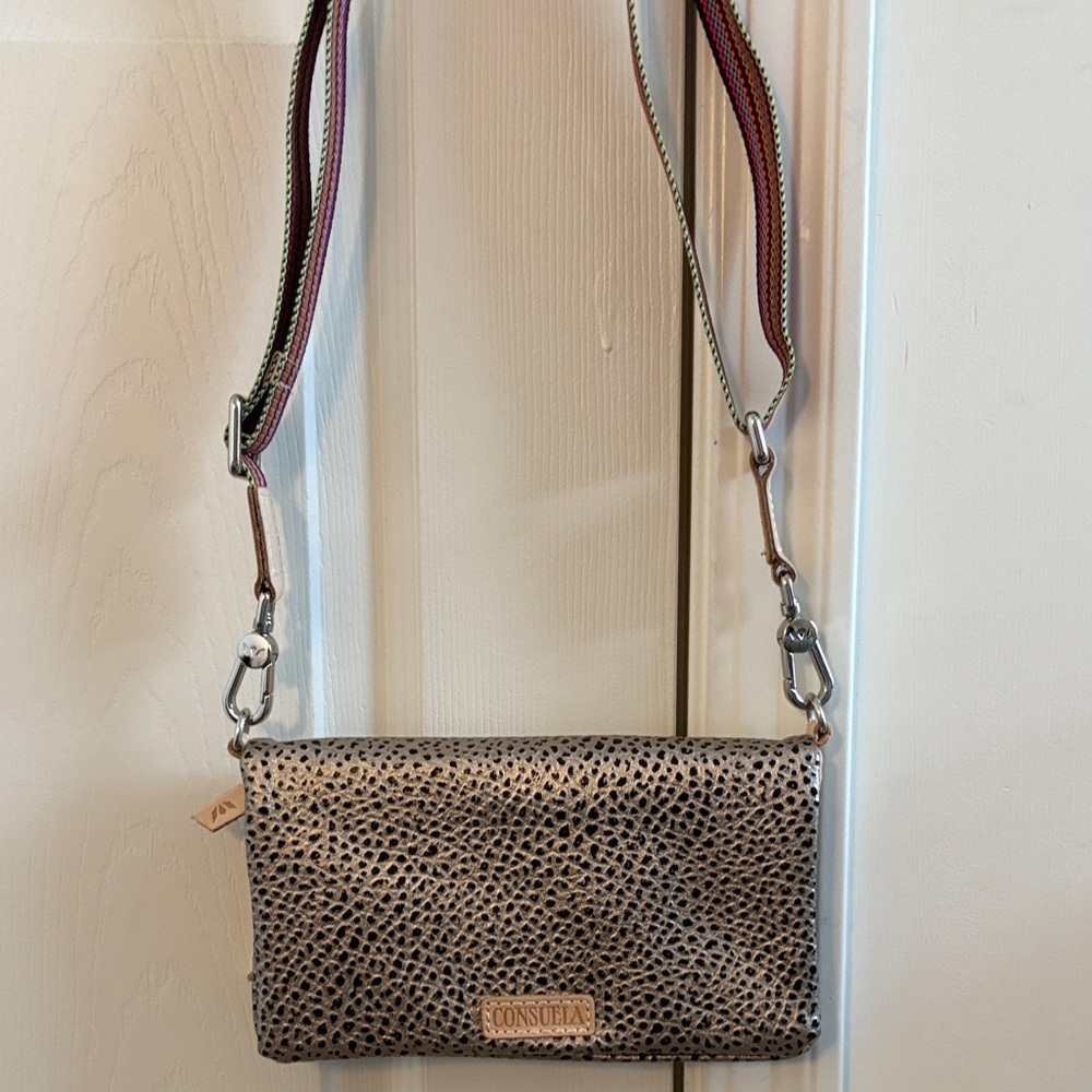 Consuela Textured Metallic Crossbody Bag